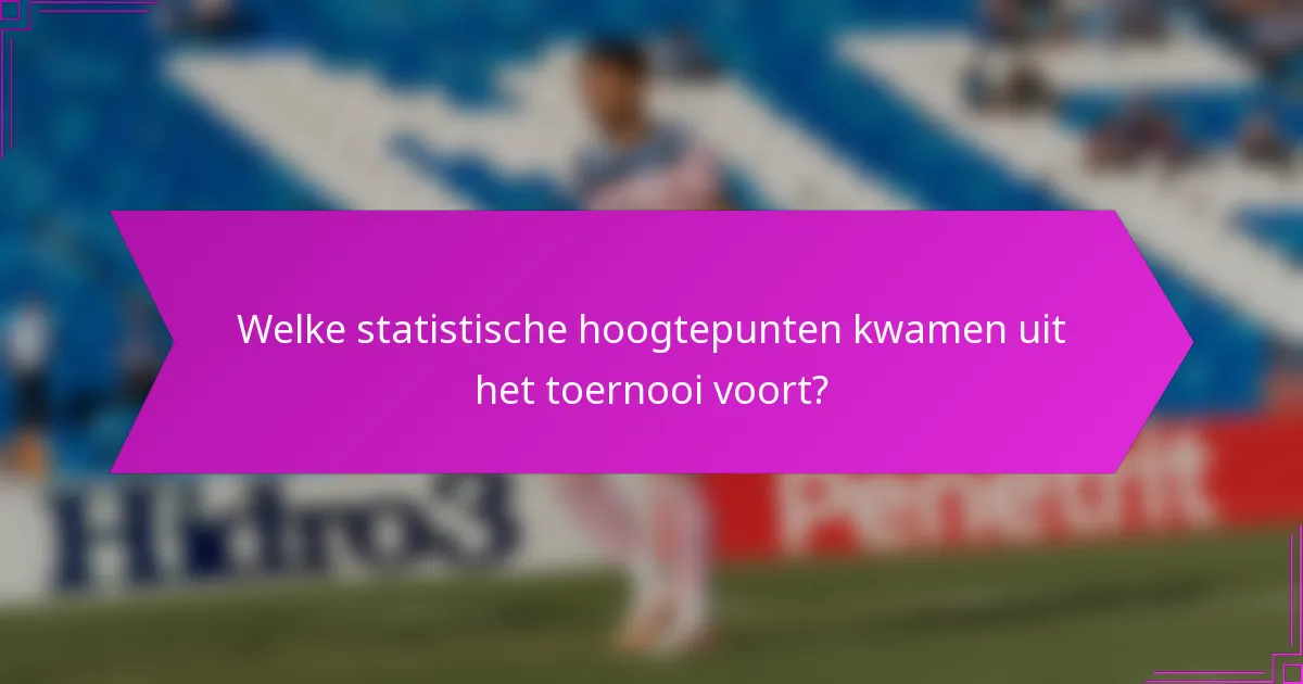 Welke statistische hoogtepunten kwamen uit het toernooi voort?