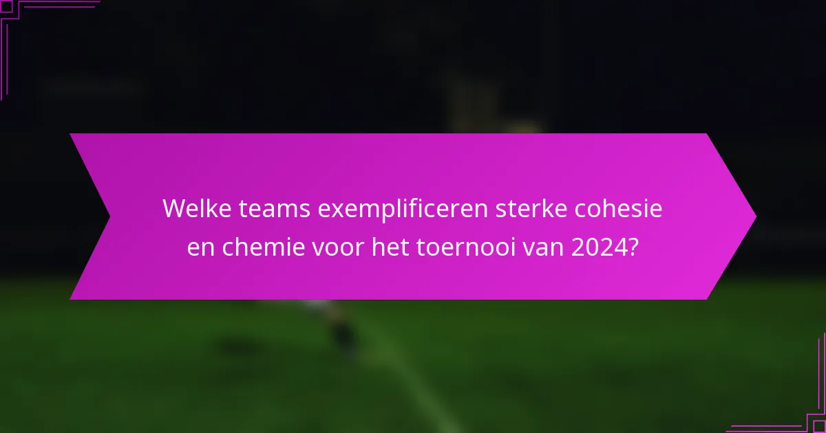 Welke teams exemplificeren sterke cohesie en chemie voor het toernooi van 2024?
